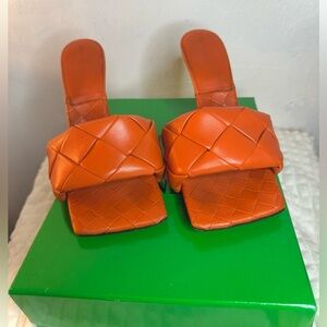 Orange bottega heels, lightly worn